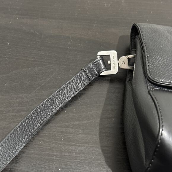 Moleskine Black Leather Clutch Wristlet Minimalist Travel Bag Organizer - Picture 3 of 12